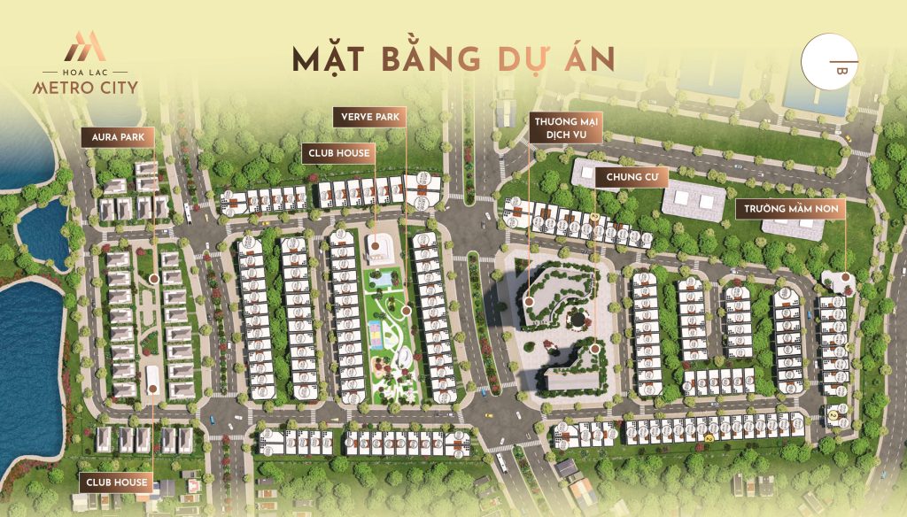 Mặt bằng Hòa Lạc Metro City - Thông tin chính thức từ KITA Group 2 Mặt bằng tổng thể Hòa Lạc Metro City – Quy hoạch bài bản, tiện ích đồng bộ với khu biệt thự, shophouse, chung cư, trường mầm non, công viên Aura Park, Verve Park, cùng hệ thống Club House, thương mại – dịch vụ.